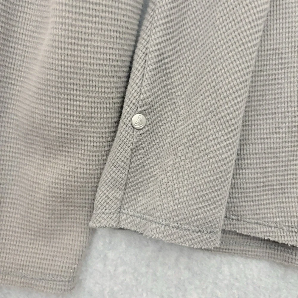 Neon Buddha Waffle Knit Gray Patchwork‎ Long Sleeve Lagenlook Button Shirt XS
